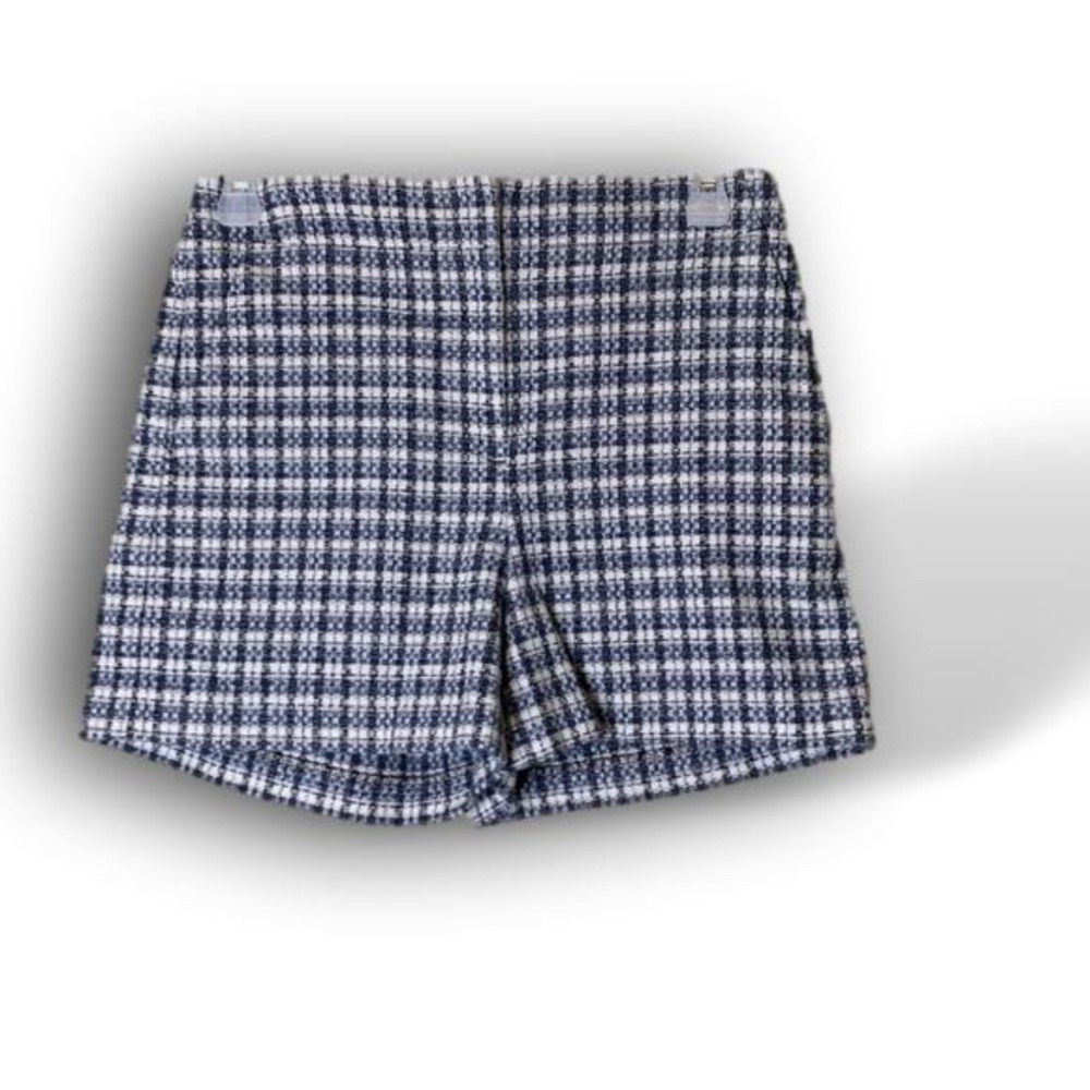 Ann Taylor loft tweed blue and white plaid shorts size 00